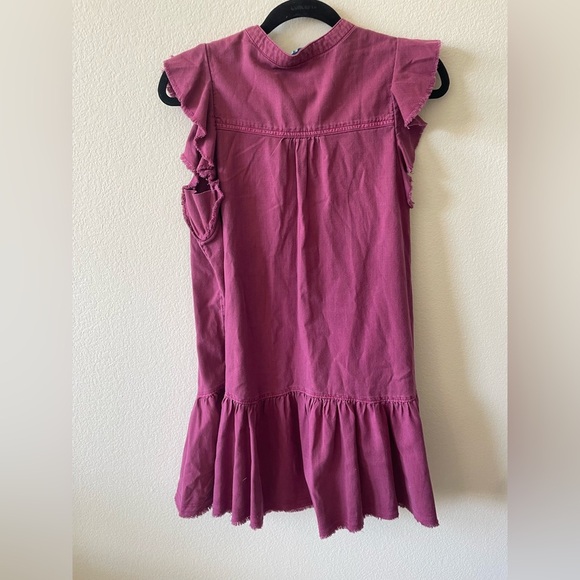 pilcro fuchsia pink mini dress short sleeve ruffle with a pocket - Picture 5 of 5